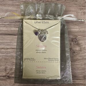 Unwritten Silver Necklace with Purple Stone Charm